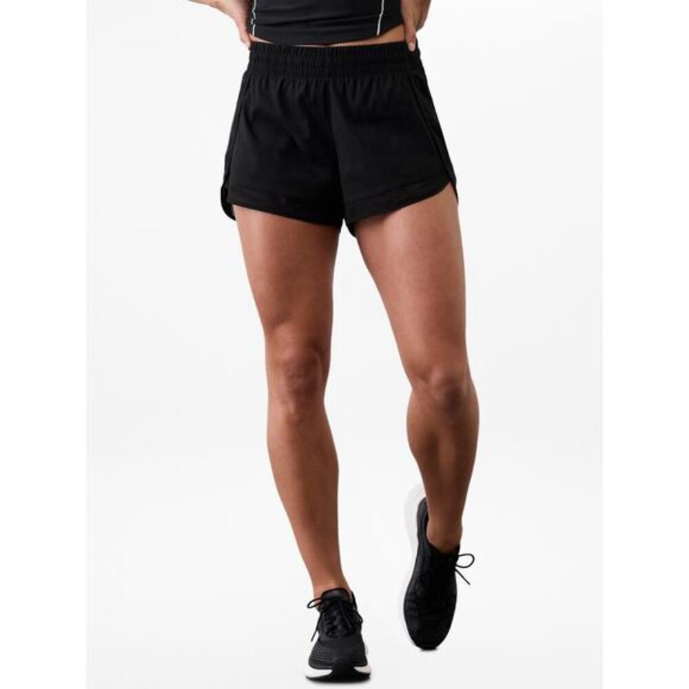 Athleta MESH RACER RUN‎ MID RISE 4 SHORT XL Black